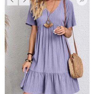 Lavender V-Neck Summer Dress